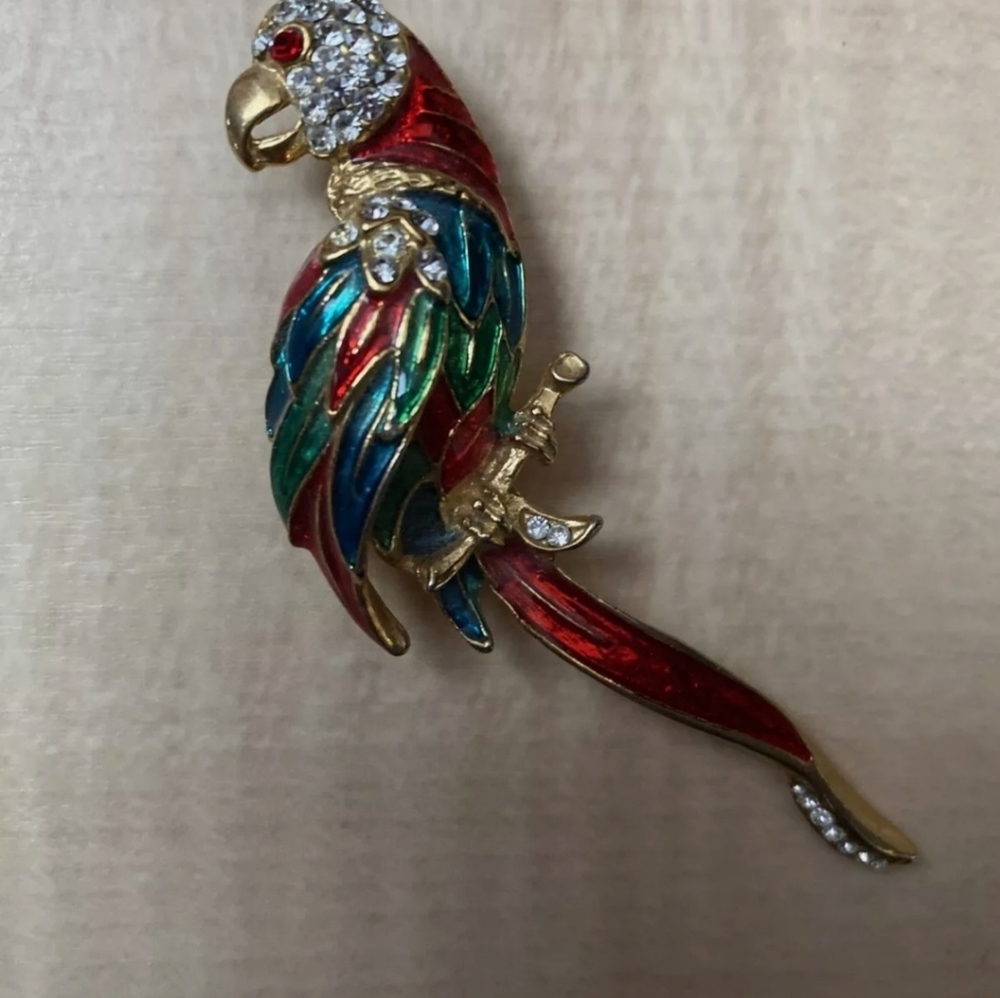 Parrot Brooch with Swarovski Elements